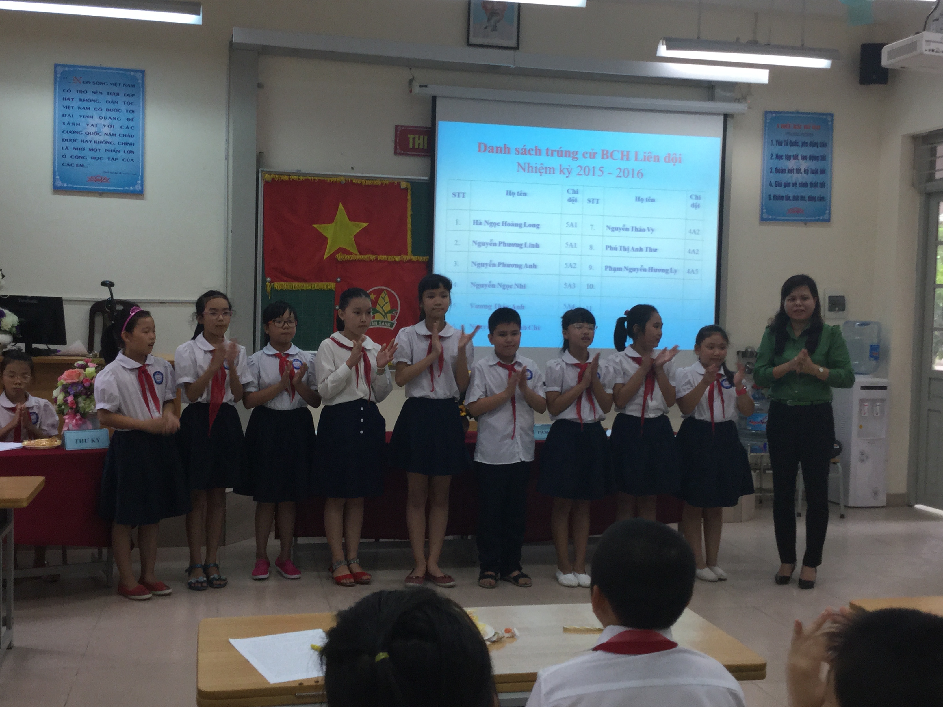 Cô giáo Ngô Thị Minh Phú - HT nhà trường  giao nhiệm vụ cho Liên đội
